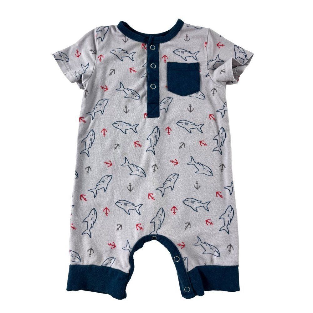 Lark Adventurewear Shark Novelty Print One Piece Footless Pajamas Baby 12 Months